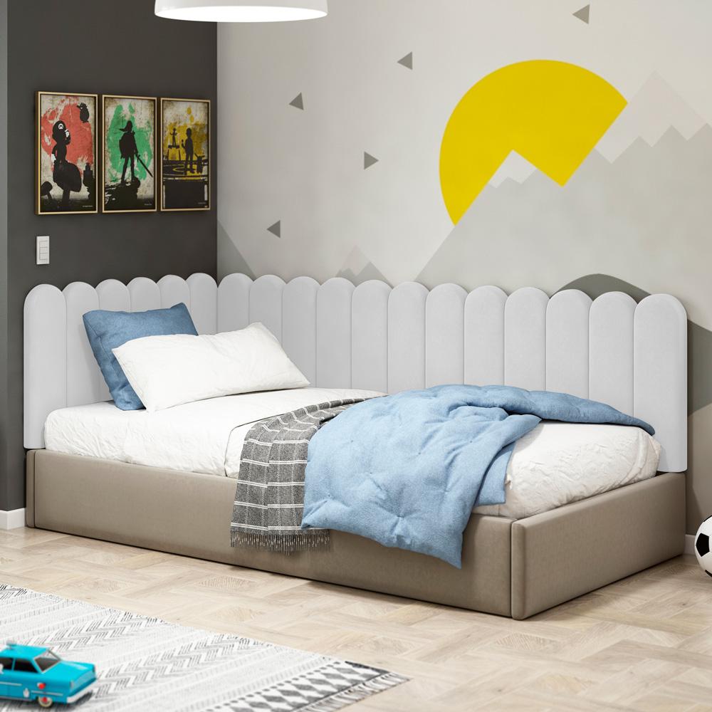 Painel Cabeceira Cama Box Casal Queen Size Lana 160cm Sintético Branco - Desk Design