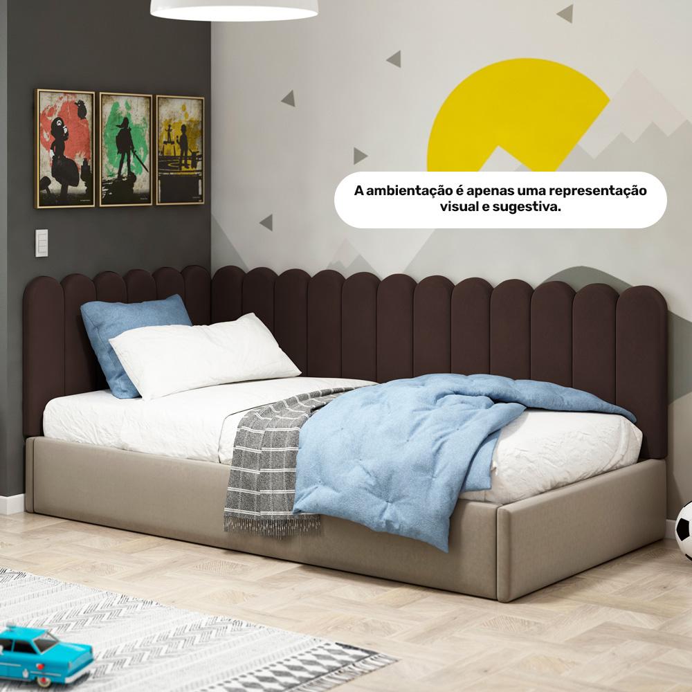 Painel Cabeceira Cama Box Casal Queen Size Lana 160cm Suede Marrom - Desk Design