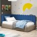 Painel Cabeceira Cama Box Solteiro Lana 100cm Suede Azul - Desk Design
