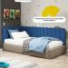Painel Cabeceira Cama Box Solteiro Lana 100cm Suede Azul - Desk Design