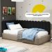Painel Cabeceira Cama Box Solteiro Lana 100cm Suede Preto - Desk Design