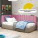 Painel Cabeceira Cama Box Solteiro Lana 90cm Suede Rosa - Desk Design