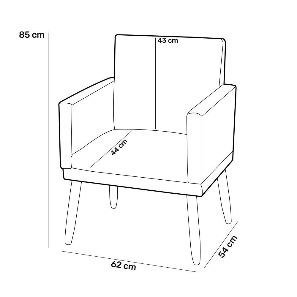 Poltrona Decorativa Lauren Pés Palito Suede Cinza - Desk Design