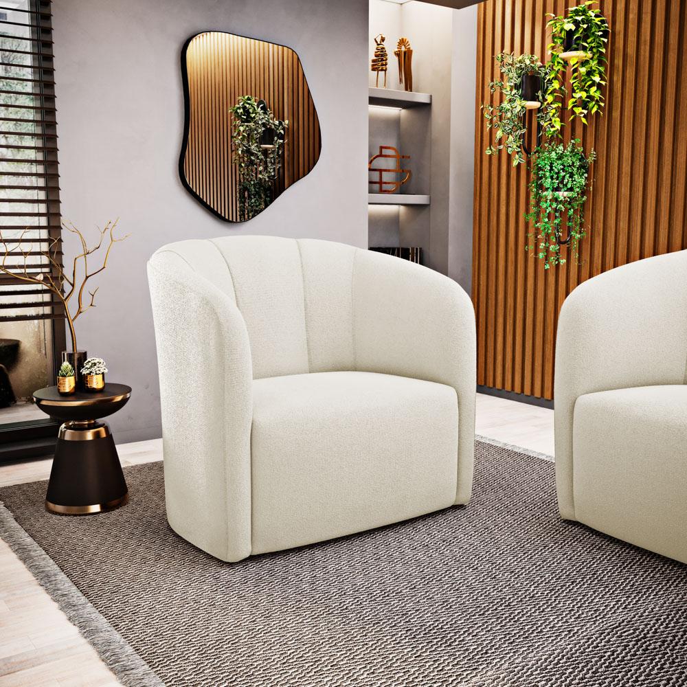 Poltrona Decorativa Living Abby Bouclê Bege - Desk Design