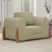 Poltrona Decorativa Living Bloom com Pés de Madeira Bouclê Bege - Desk Design