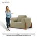Poltrona Decorativa Living Bloom com Pés de Madeira Bouclê Bege - Desk Design