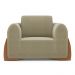 Poltrona Decorativa Living Bloom com Pés de Madeira Bouclê Bege - Desk Design