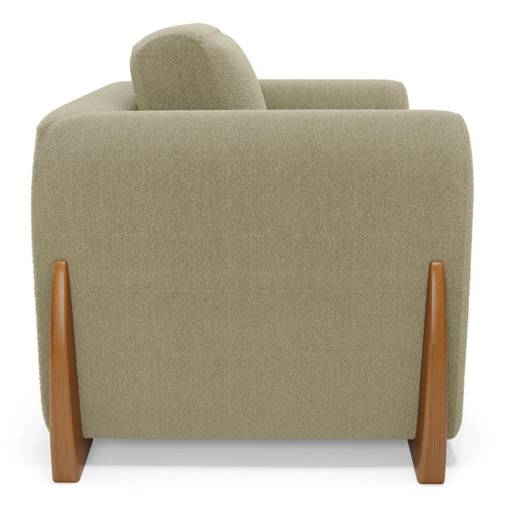 Poltrona Decorativa Living Bloom com Pés de Madeira Bouclê Bege - Desk Design