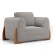 Poltrona Decorativa Living Bloom com Pés de Madeira Bouclê Cinza - Desk Design