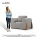 Poltrona Decorativa Living Bloom com Pés de Madeira Bouclê Cinza - Desk Design