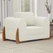 Poltrona Decorativa Living Bloom com Pés de Madeira Bouclê Off White - Desk Design