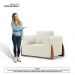 Poltrona Decorativa Living Bloom com Pés de Madeira Bouclê Off White - Desk Design