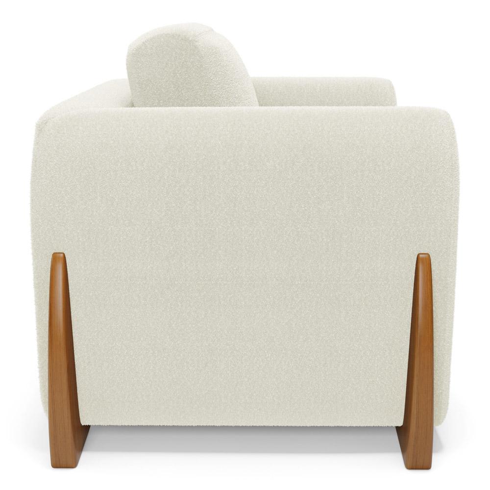 Poltrona Decorativa Living Bloom com Pés de Madeira Bouclê Off White - Desk Design