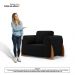 Poltrona Decorativa Living Bloom com Pés de Madeira Bouclê Preto - Desk Design