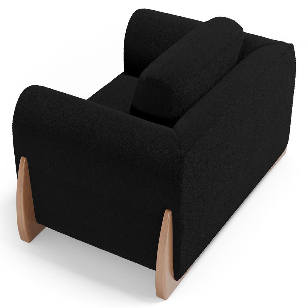 Poltrona Decorativa Living Bloom com Pés de Madeira Bouclê Preto - Desk Design