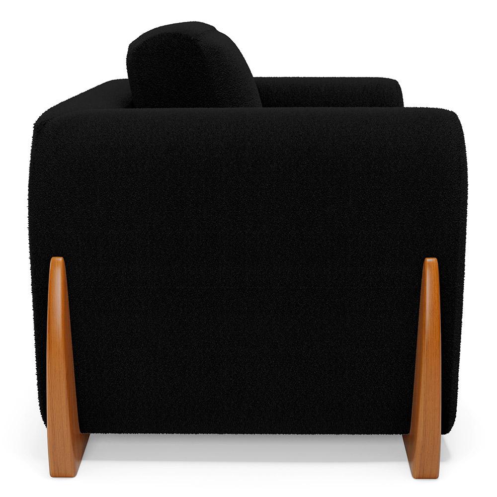 Poltrona Decorativa Living Bloom com Pés de Madeira Bouclê Preto - Desk Design