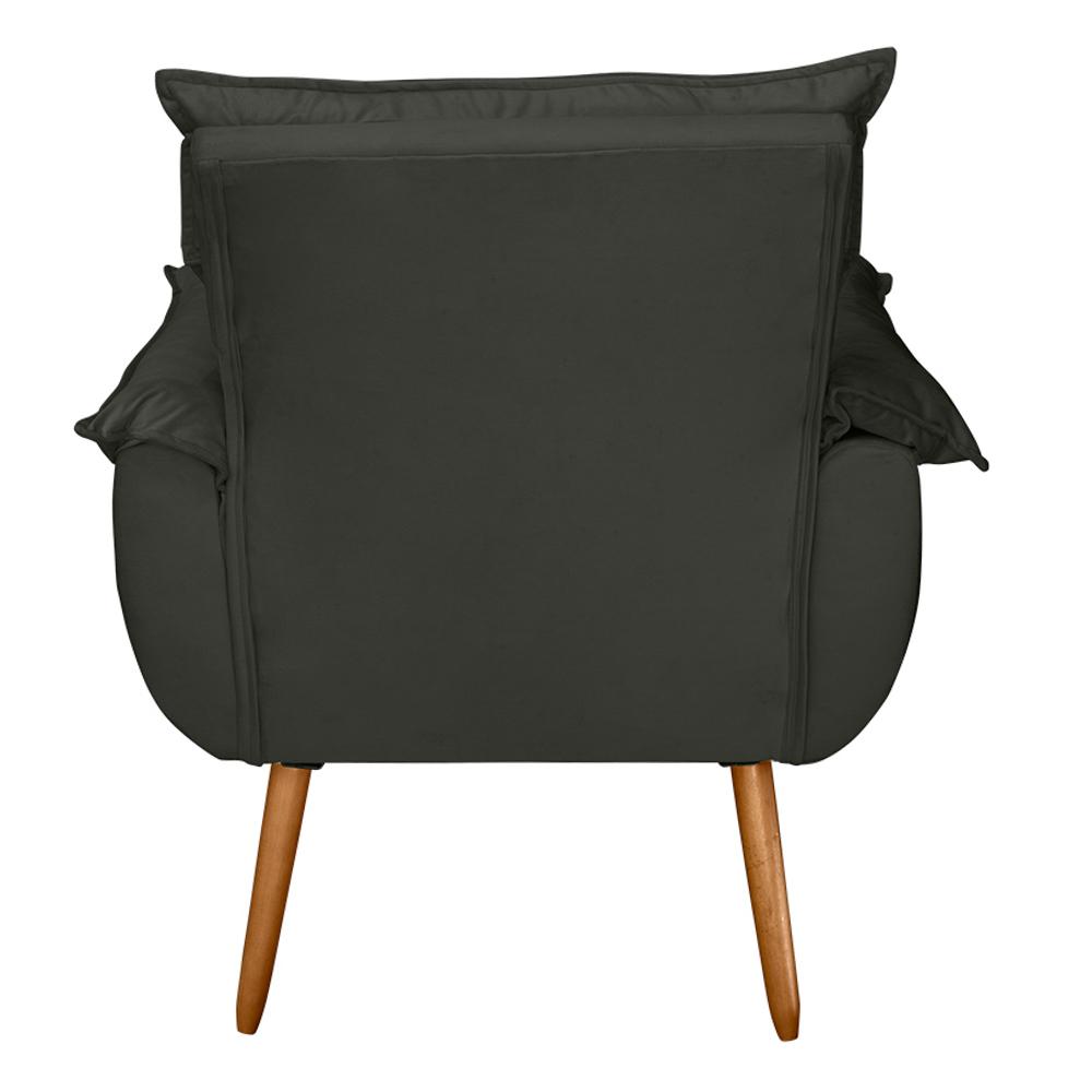 Poltrona Decorativa Moderna Sala de Estar e Recepção Monza Pés Palito Suede Cinza - Desk Design