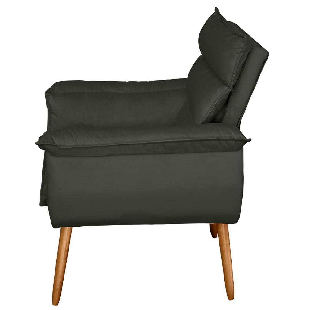Poltrona Decorativa Moderna Sala de Estar e Recepção Monza Pés Palito Suede Cinza - Desk Design