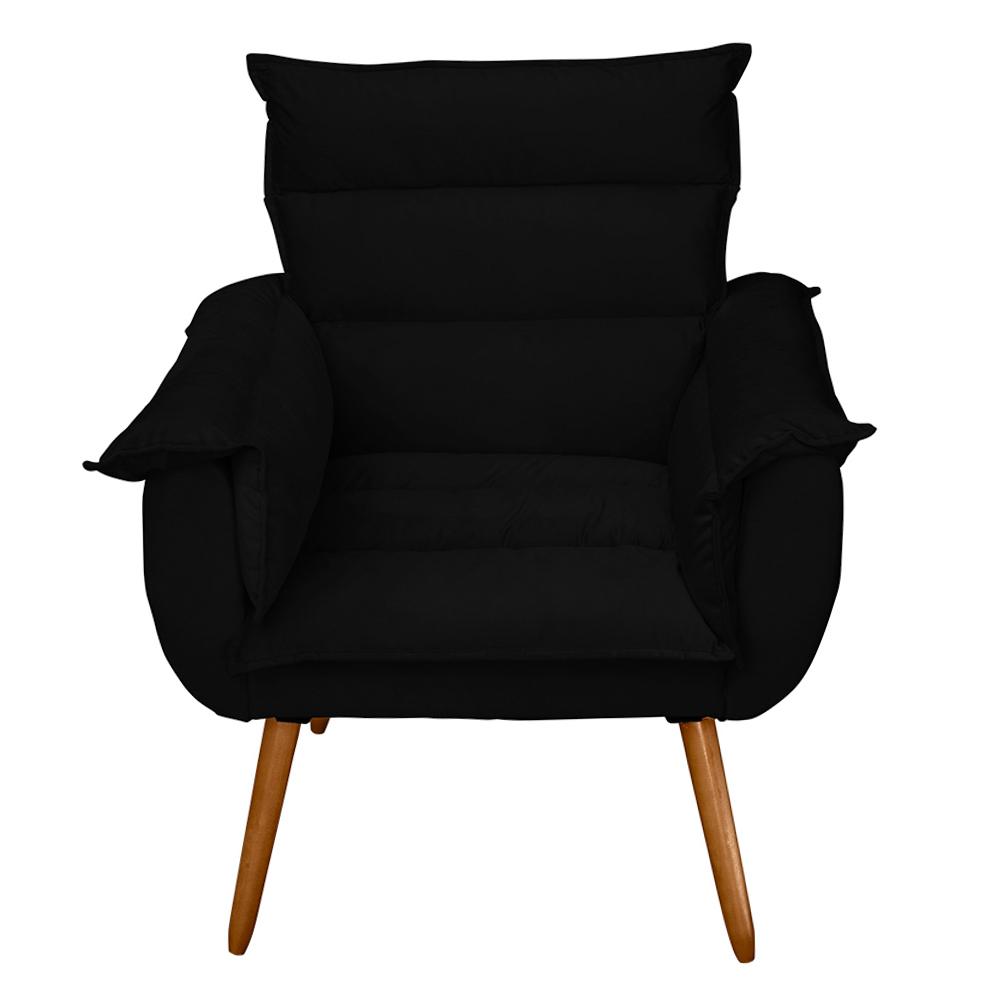 Poltrona Decorativa Moderna Sala de Estar e Recepção Monza Pés Palito Suede Preto - Desk Design