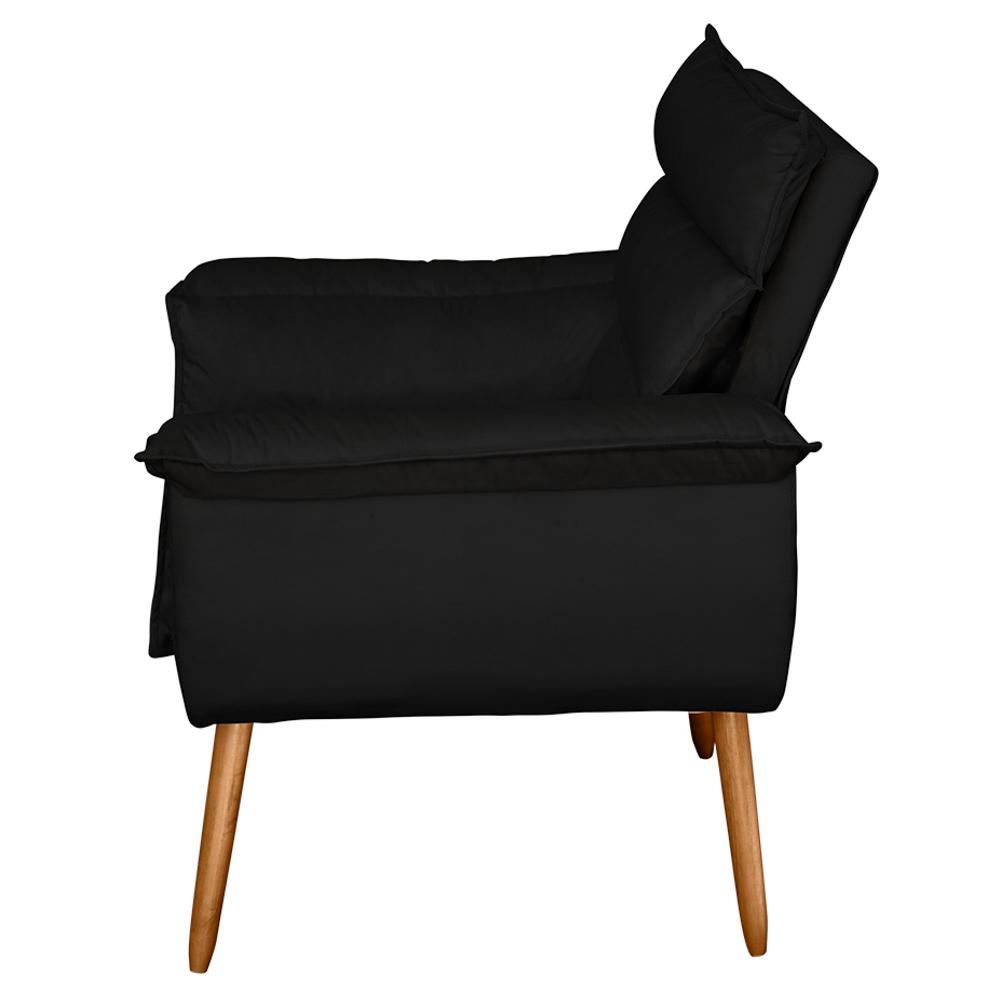 Poltrona Decorativa Moderna Sala de Estar e Recepção Monza Pés Palito Suede Preto - Desk Design