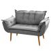 Poltrona Decorativa Namoradeira Francis 02 Lugares Suede Cinza - Desk Design