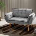 Poltrona Decorativa Namoradeira Francis 02 Lugares Suede Cinza - Desk Design