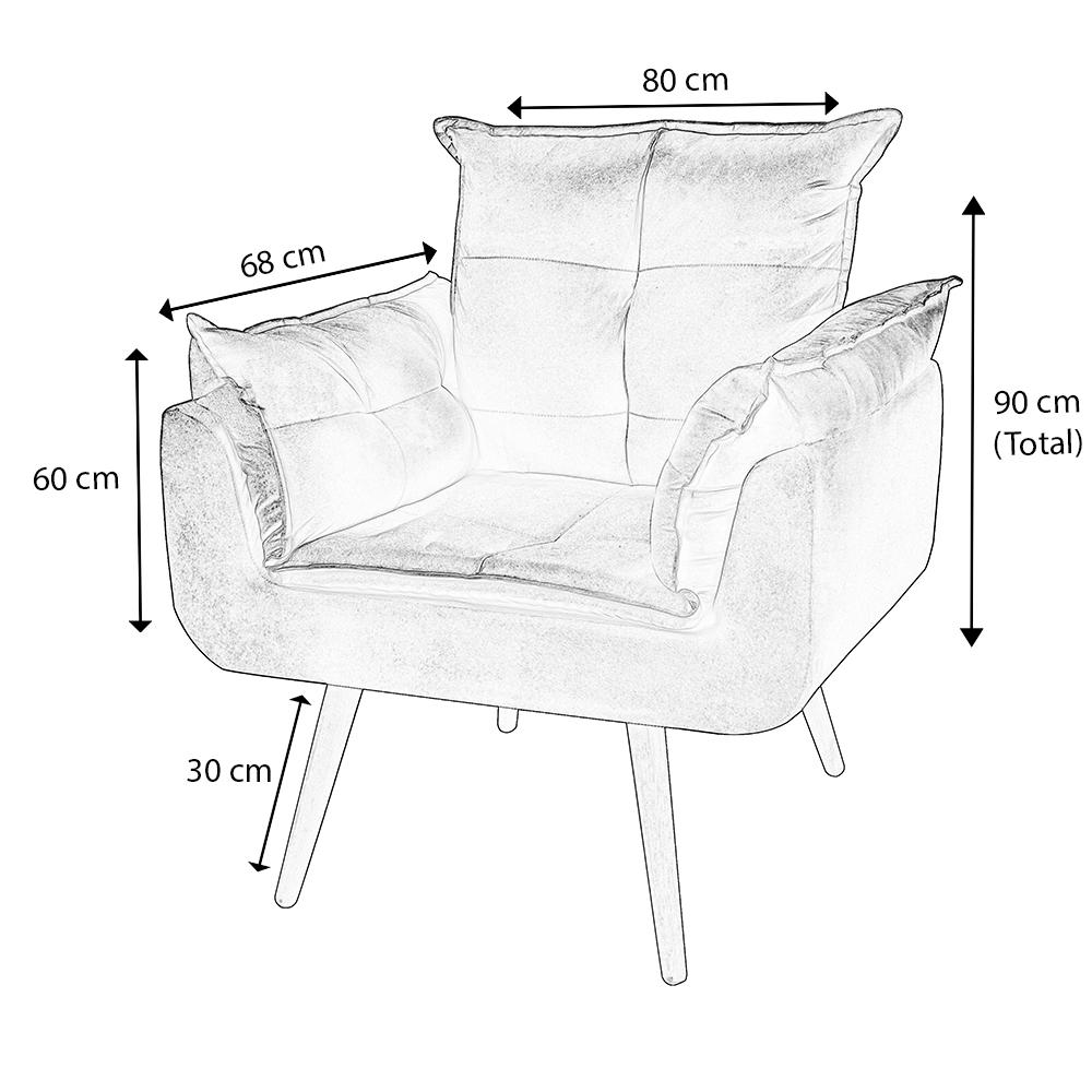 Poltrona Decorativa Sala de Estar Recepção Vicky Pés Palito Suede Marrom - Desk Design