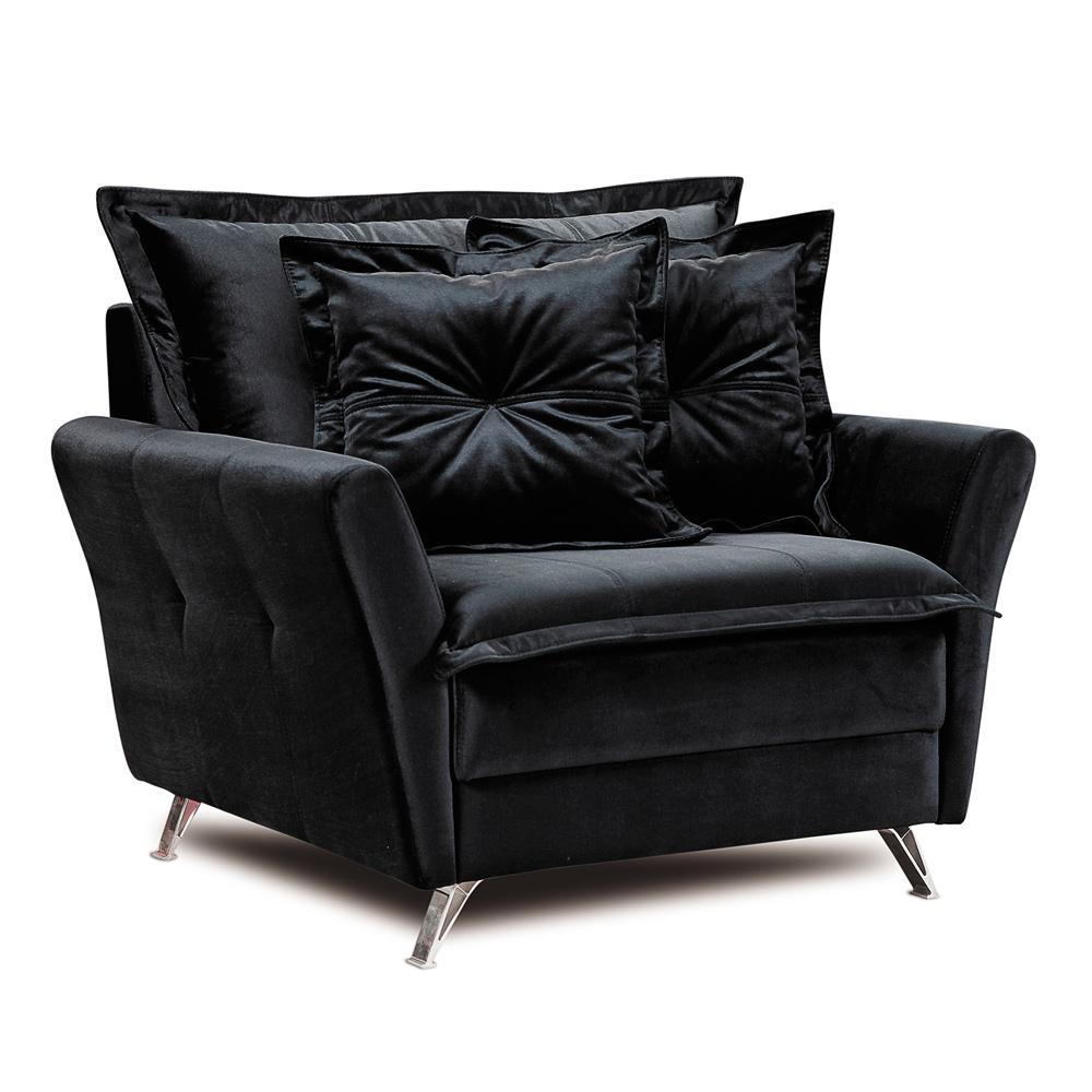 Poltrona Decorativa Scarlett Deluxe Soft D-28 Molas Bonel Veludo Preto - Desk Design