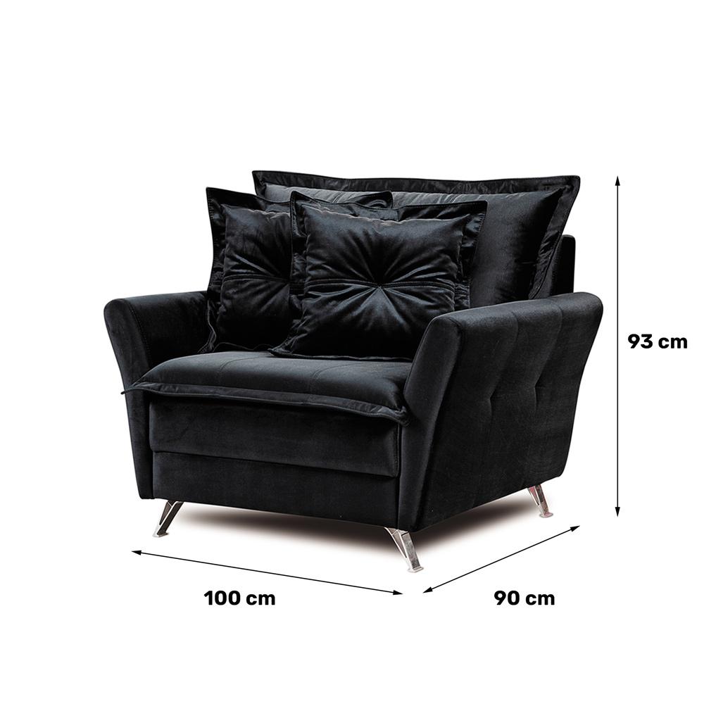 Poltrona Decorativa Scarlett Deluxe Soft D-28 Molas Bonel Veludo Preto - Desk Design