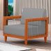 Poltrona Decorativa Varanda Samoa Madeira Maciça com Cordas Náutica Linho Cinza  - Desk Design