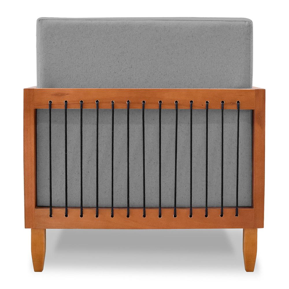 Poltrona Decorativa Varanda Samoa Madeira Maciça com Cordas Náutica Linho Cinza  - Desk Design