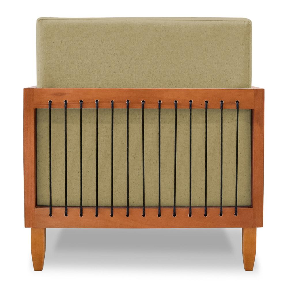 Poltrona Decorativa Varanda Samoa Madeira Maciça com Cordas Náutica Linho Dourado  - Desk Design