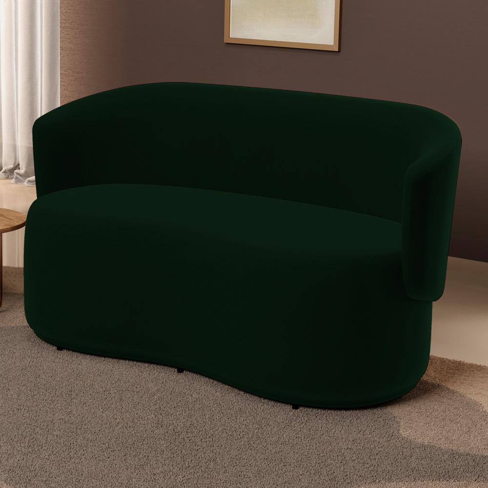 Poltrona Namoradeira Aisha 02 Lugares Orgânica Veludo Verde Escuro - Desk Design
