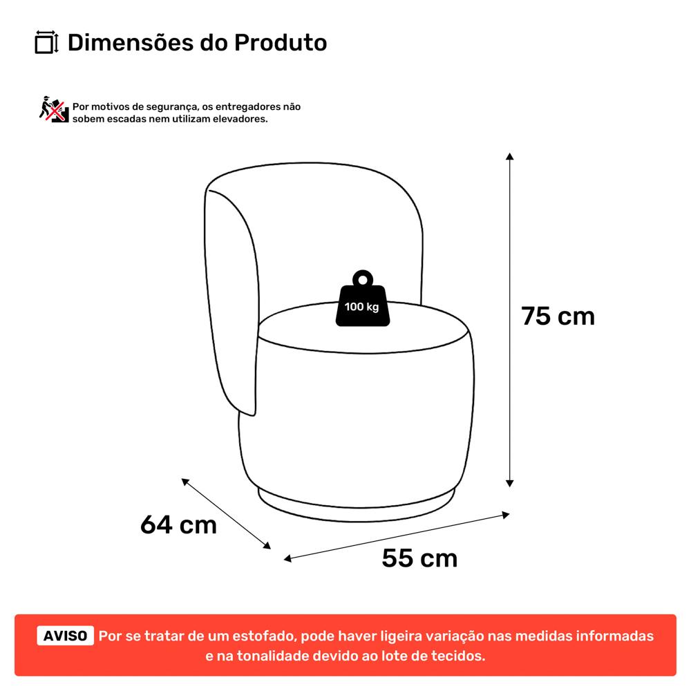 Poltrona Orgânica Decorativa Living Molly Bouclê Bege - Desk Design