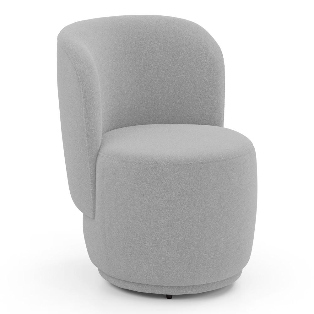 Poltrona Orgânica Decorativa Living Molly Bouclê Cinza Claro - Desk Design