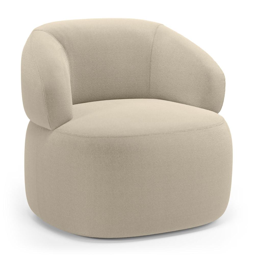 Poltrona Orgânica Giratória Living Glee Bouclê Bege - Desk Design