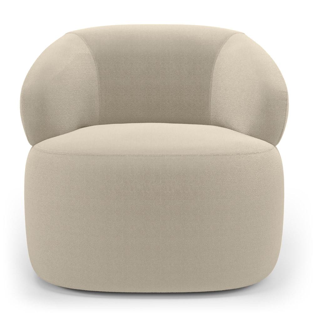 Poltrona Orgânica Giratória Living Glee Bouclê Bege - Desk Design