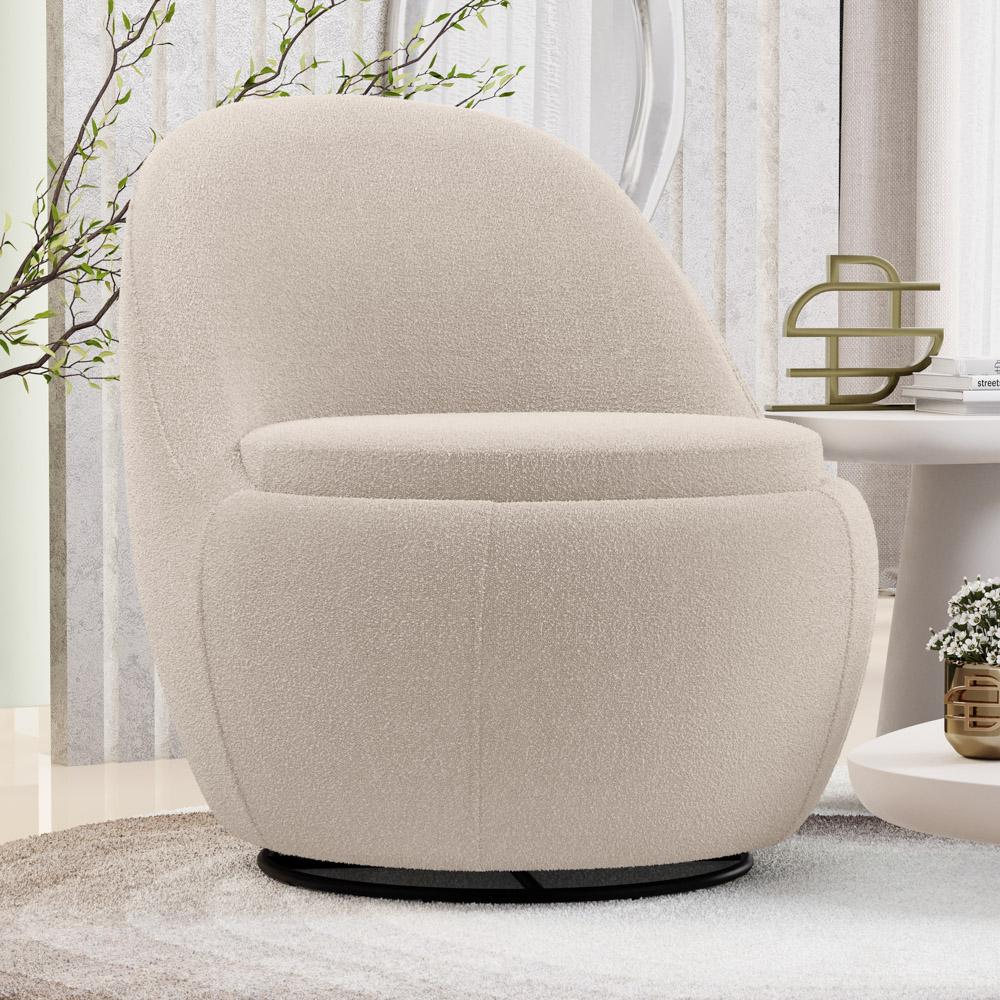 Poltrona Orgânica Living Memphis Base Giratória Bouclê Bege - Desk Design
