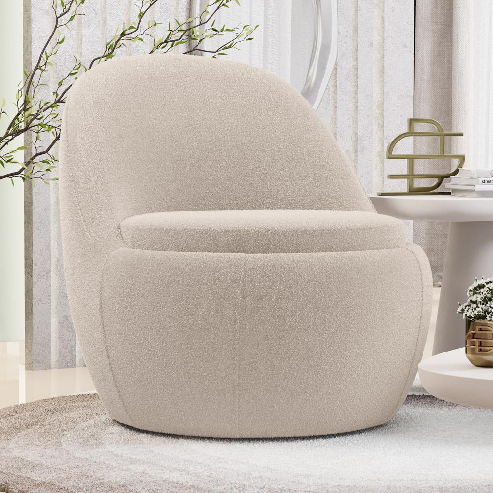 Poltrona Orgânica Living Memphis Fixa Bouclê Bege - Desk Design