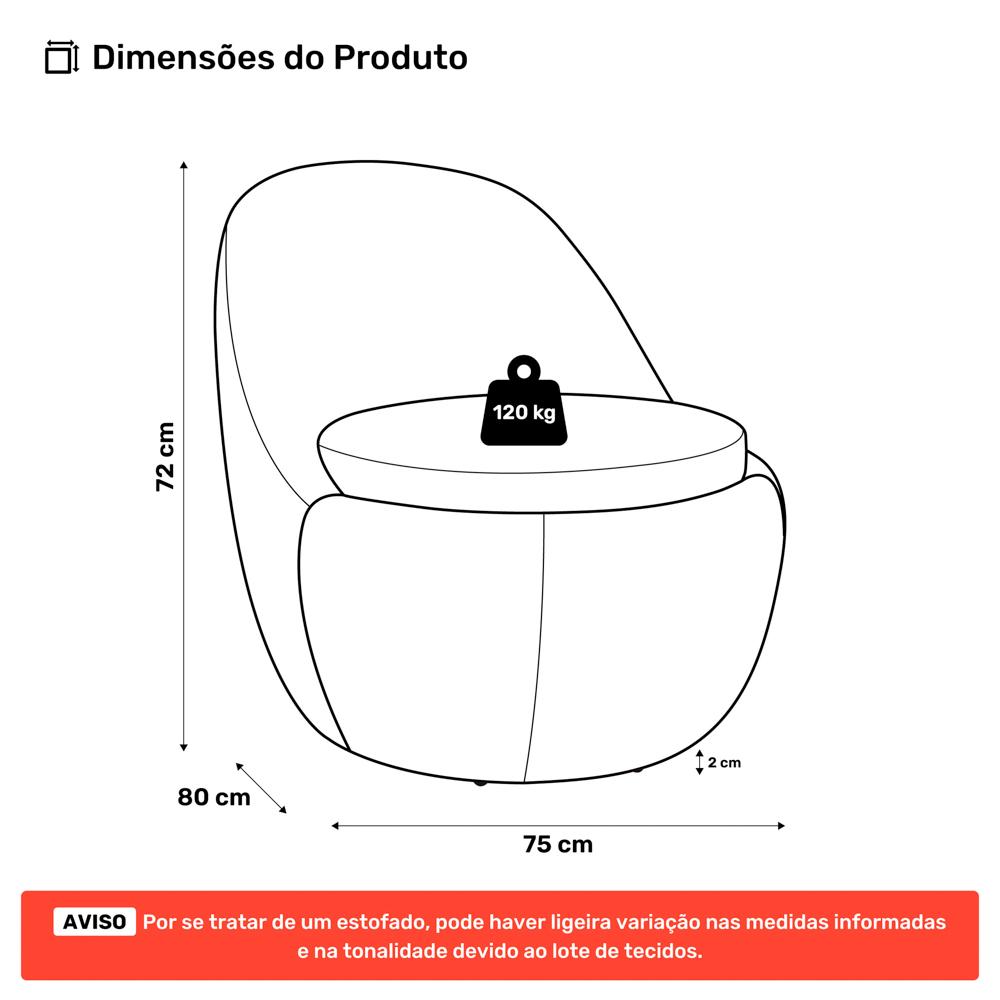 Poltrona Orgânica Living Memphis Fixa Bouclê Bege - Desk Design