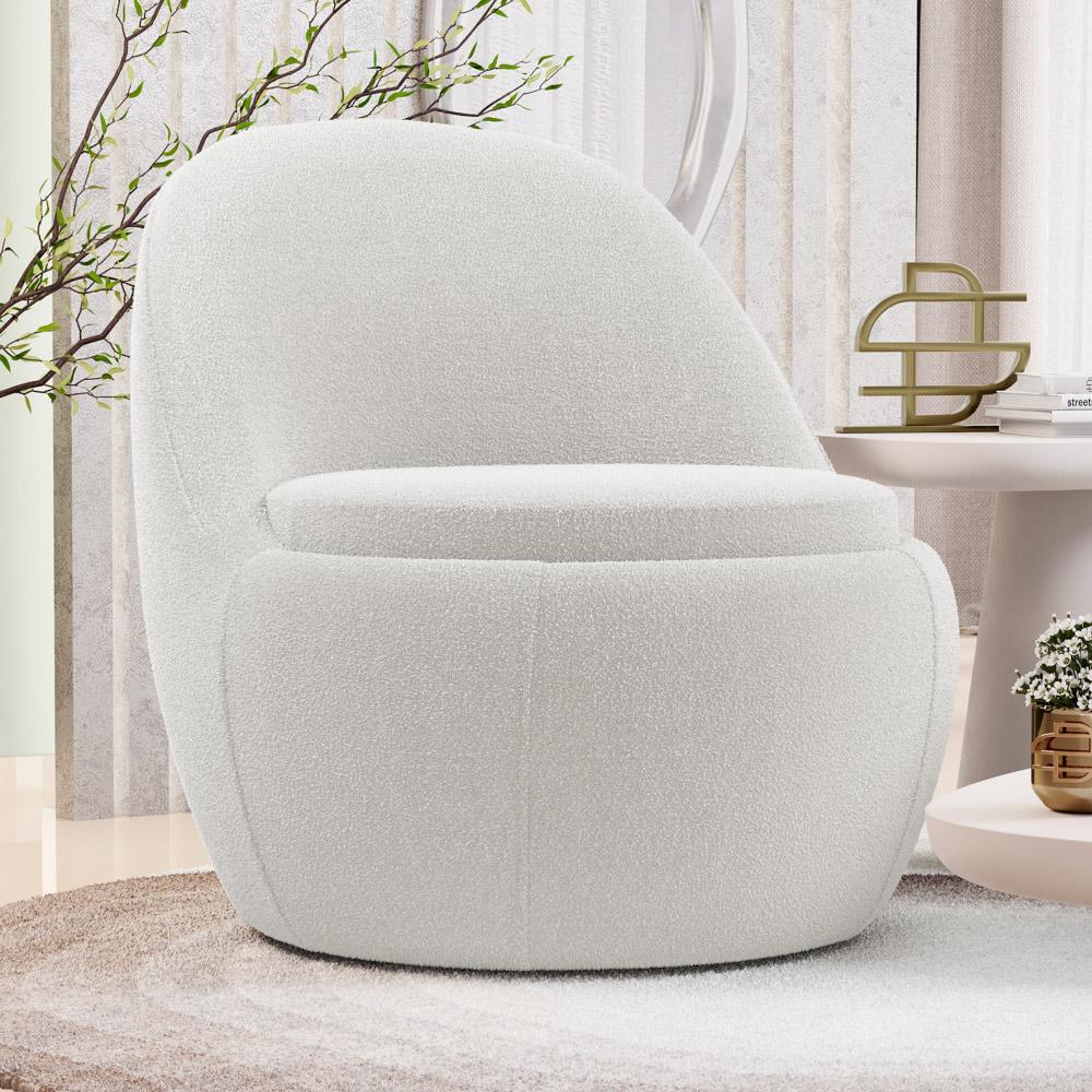 Poltrona Orgânica Living Memphis Fixa Bouclê Off White - Desk Design