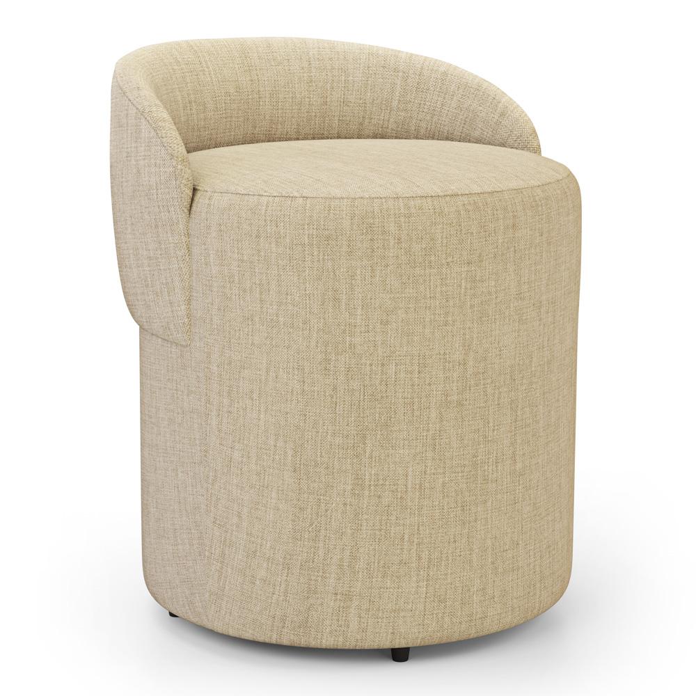 Puff Banqueta Living Gaia Orgânico com Encosto Baixo Linho Bege - Desk Design