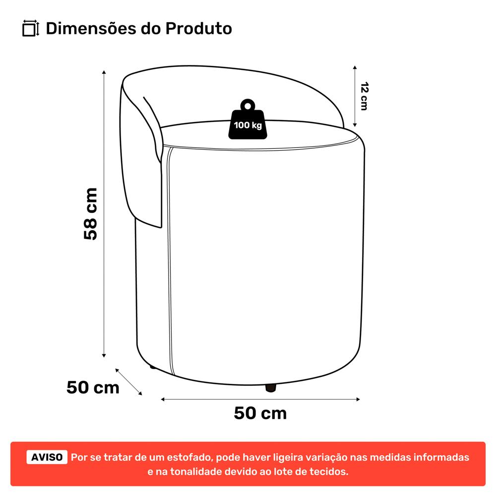 Puff Banqueta Living Gaia Orgânico com Encosto Baixo Linho Bege - Desk Design