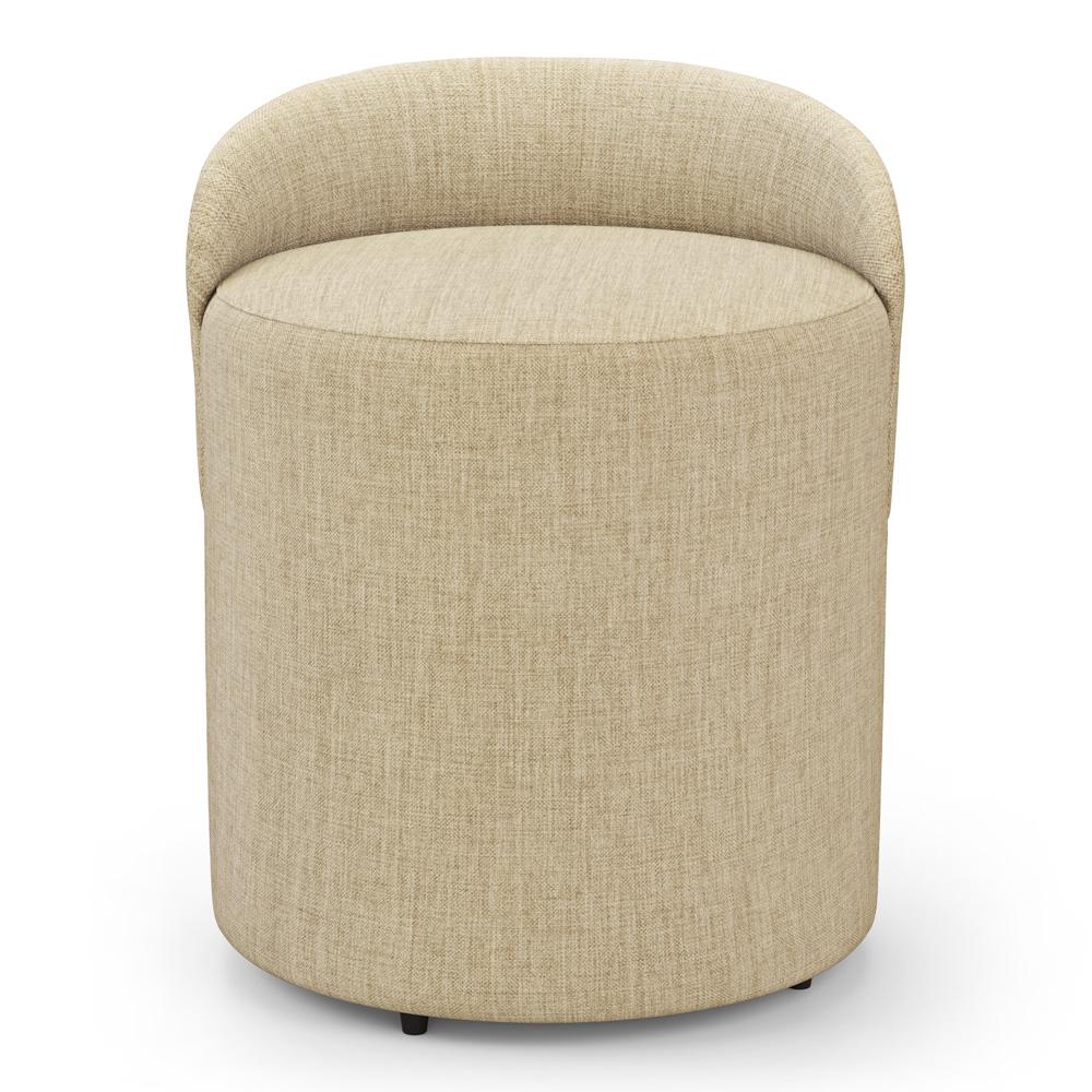 Puff Banqueta Living Gaia Orgânico com Encosto Baixo Linho Bege - Desk Design
