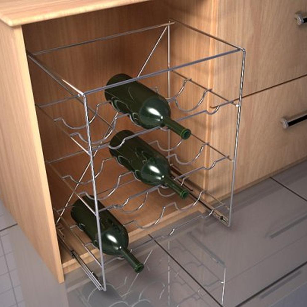 Adega Aramada de Vinho Deslizante Ellite 9 Garrafas Cromada 30x45x55cm Dimec