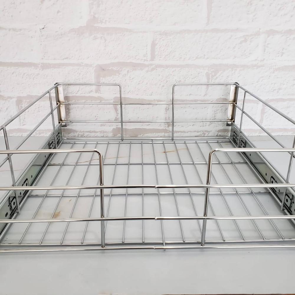 Gaveta Aramada 47cm Cromada Corrediças Deslizante Fruteira Armário Embutida Cozinha Dimec