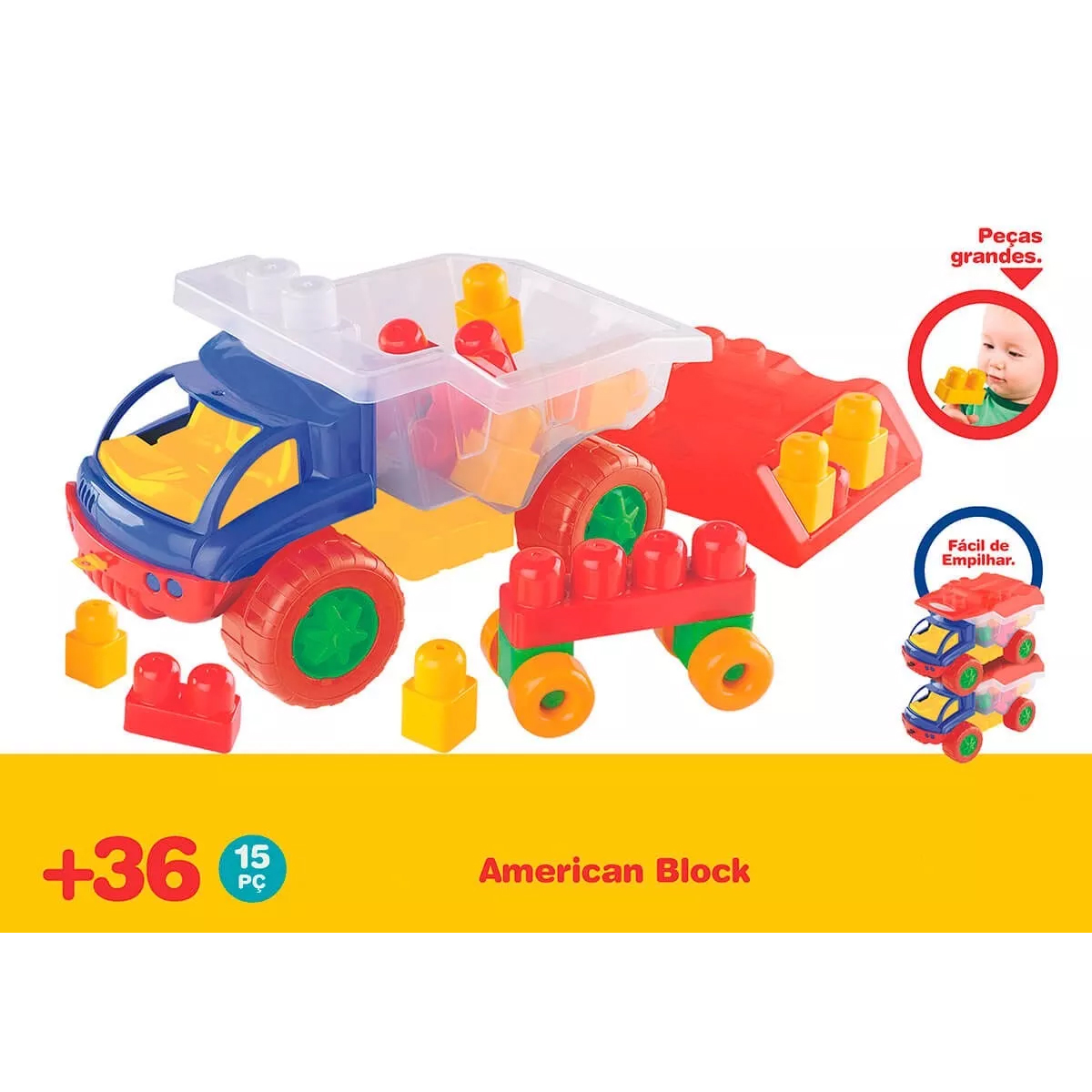 Carrinho de Brinquedo Caminhão com Blocos de Montar Educativo +36