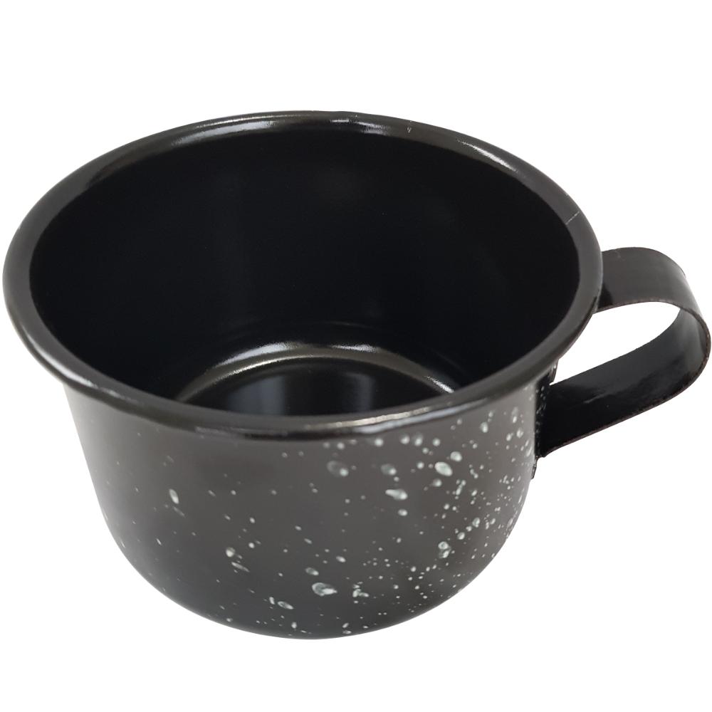 Caneca Esmaltada Grande Leiteira 600ml Caneca Rustico Preta