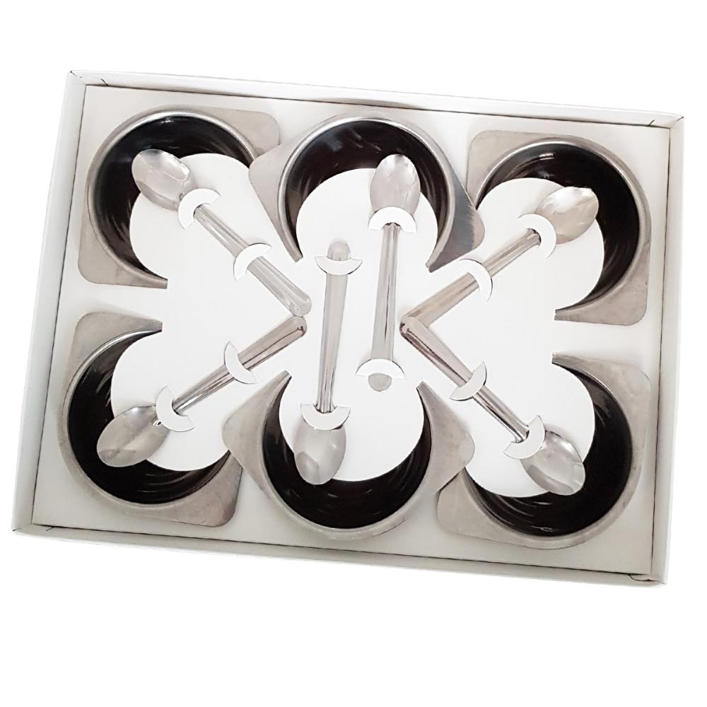 Conjunto Sobremesa 12 Peças Jogo Potes Colher Inox Cozinha