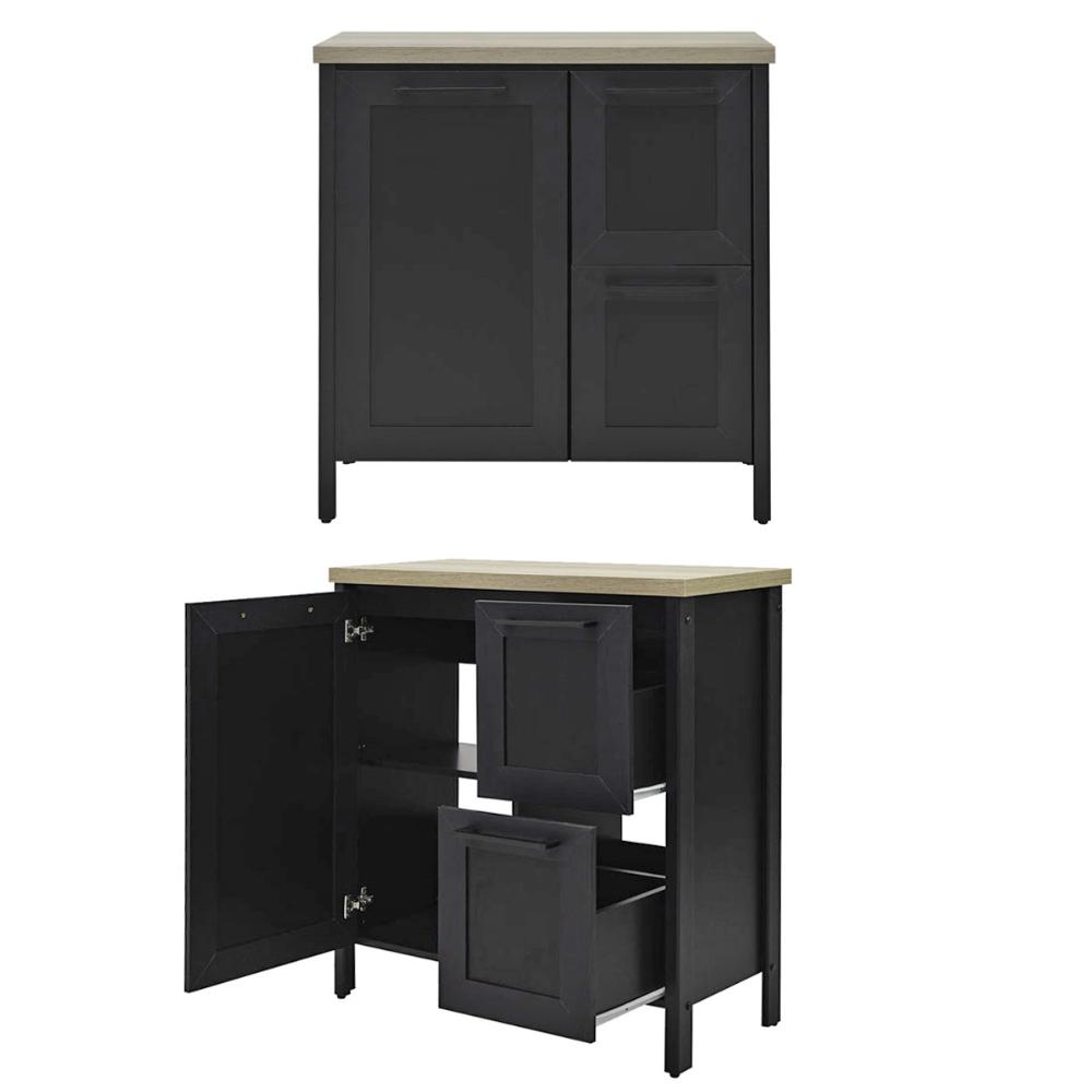 Aparador Buffet Ditália 1Porta 2Gav c/Tampo BN-01 Cor:Preto